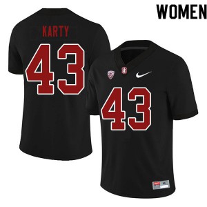 Women's Stanford #43 Joshua Karty Black Stitch Jersey 626004-157