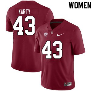 Womens Stanford #43 Joshua Karty Cardinal Official Jersey 751650-133