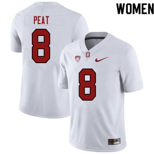Womens Stanford University #8 Nathaniel Peat White Player Jersey 391373-191