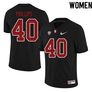 Women Stanford University #40 Tobin Phillips Black Stitched Jerseys 117749-568