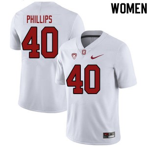 Womens Stanford #40 Tobin Phillips White University Jersey 511803-753