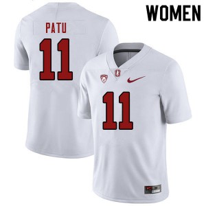 Women Stanford #11 Ari Patu White Stitched Jerseys 713030-450