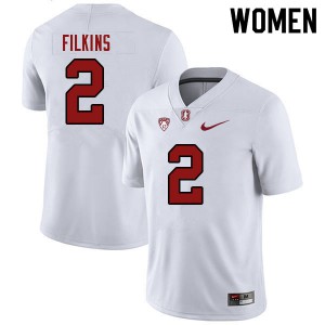 Women's Stanford University #2 Casey Filkins White Stitch Jerseys 140793-187