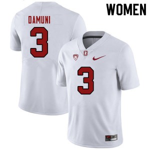Women's Stanford Cardinal #3 Levani Damuni White NCAA Jersey 612309-108