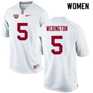 Women's Stanford Cardinal #5 Connor Wedington White NCAA Jersey 434889-797