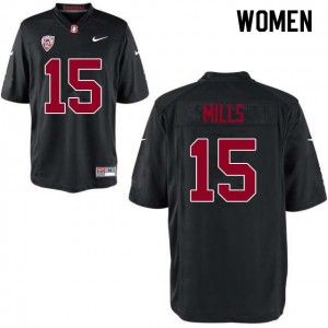 Women Stanford Cardinal #15 David Mills Black Embroidery Jersey 884989-313
