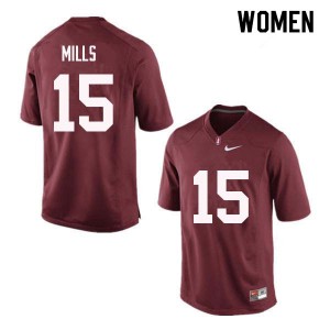 Women's Stanford University #15 David Mills Red Official Jersey 776466-959