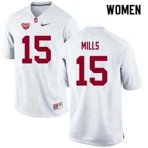 Womens Cardinal #15 David Mills White NCAA Jerseys 328223-261