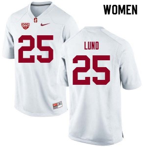 Womens Stanford #25 Sione Lund White College Jerseys 400062-452