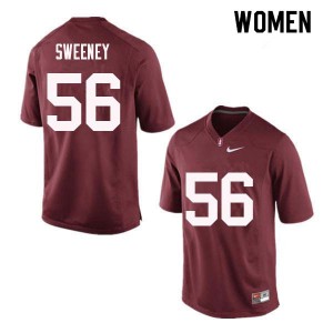 Womens Stanford University #56 Will Sweeney Red High School Jerseys 383798-430