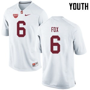 Youth Stanford Cardinal #6 Andres Fox White Official Jerseys 429902-699