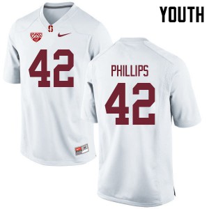 Youth Stanford Cardinal #42 Caleb Phillips White Football Jerseys 624917-791