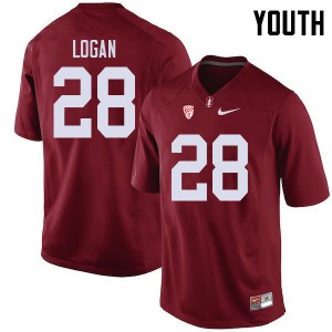 Youth Stanford University #28 Donjae Logan Cardinal Stitch Jerseys 278779-293