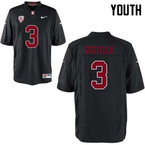 Youth Stanford #3 K.J. Costello Black Official Jersey 231151-121