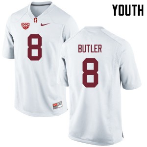 Youth Stanford University #8 Treyjohn Butler White Embroidery Jerseys 452515-624