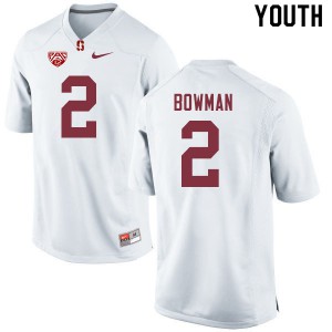 Youth Stanford Cardinal #2 Colby Bowman White University Jerseys 383274-660