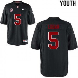 Youth Stanford Cardinal #5 Donjae Logan Black NCAA Jerseys 763486-758
