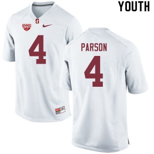 Youth Stanford University #4 J.J. Parson White Player Jerseys 329715-482