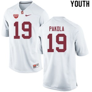 Youth Stanford Cardinal #19 Joshua Pakola White Stitched Jersey 994466-682