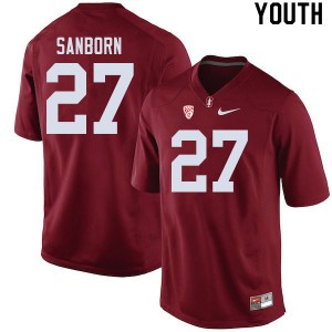 Youth Stanford University #27 Ryan Sanborn Cardinal Stitched Jersey 780942-851