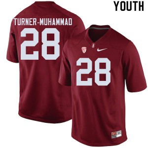 Youth Stanford Cardinal #28 Salim Turner-Muhammad Cardinal Player Jerseys 856440-926