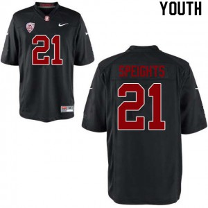 Youth Stanford Cardinal #21 Trevor Speights Black Stitch Jersey 634267-300