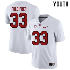 Youth Stanford University #33 Anson Pulsipher White Player Jerseys 224007-887