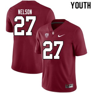 Youth Stanford University #27 Beau Nelson Cardinal NCAA Jerseys 726194-420