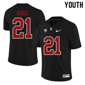 Youth Stanford Cardinal #21 Justus Woods Black High School Jersey 131435-803