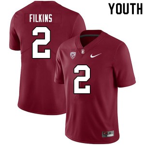 Youth Stanford #2 Casey Filkins Cardinal Player Jersey 337358-758