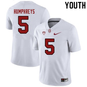 Youth Stanford University #5 John Humphreys White Football Jersey 616617-483