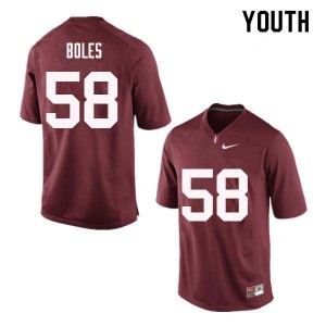 Youth Stanford #58 Dylan Boles Red Stitch Jerseys 411271-820