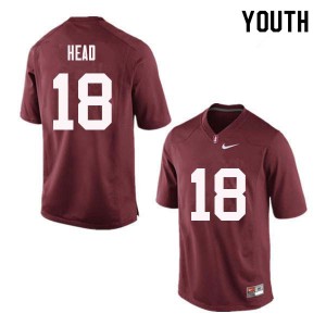 Youth Stanford #18 Stuart Head Red Stitch Jersey 370025-947