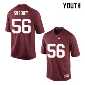 Youth Stanford University #56 Will Sweeney Red NCAA Jerseys 704937-175